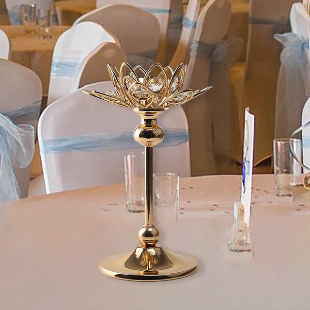 Elegante candelabro de loto, candelabro con adorno de cristal, candelabro dorado, portavelas para , Hotel, boda, vacaciones, decoración L BLESIY Porta vela
