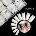 thumbnail image 5 of 500 puntas de uñas postizas de media cubierta, puntas de uñas acrílicas, 10 tamaños, manicura de punta artificial acrílica de estilo francés con caja para puntas de uñas, salones de arte y bricolaje, 5 of 5