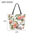 thumbnail image 5 of Open Top Canvas Tote Bag with Zipper Reusable Shopping Bag 13.5x15" Roomy Carryall Peach Fruit Pattern, 5 of 9