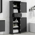 thumbnail image 2 of Bathroom Storage Cabinet, Freestanding Tall Storage Cabinet with Drawer and Adjustable Shelf for Bathroom, Living Room, Kitchen, Pantry, Black, 2 of 6