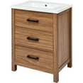 thumbnail image 5 of Bathroom Vanity with Sink 24 Inch Modern Bathroom Sink Cabinet with 3 Storage Drawers Freestanding Bathroom Vanity Cabinet with Single Ceramic Basin Sink, 5 of 7