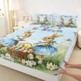 thumbnail image 4 of Erosebridal Happy Rabbit Kid Full Size Sheets, Easter Eggs Animal Bed Sheets, Blue, 4pcs, 4 of 5