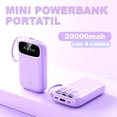 thumbnail image 2 of Mini Power Bank Genérico PB20000 Portátil Morado 20000mAh 4 Cables USB Tipo Clet LED, 2 of 4