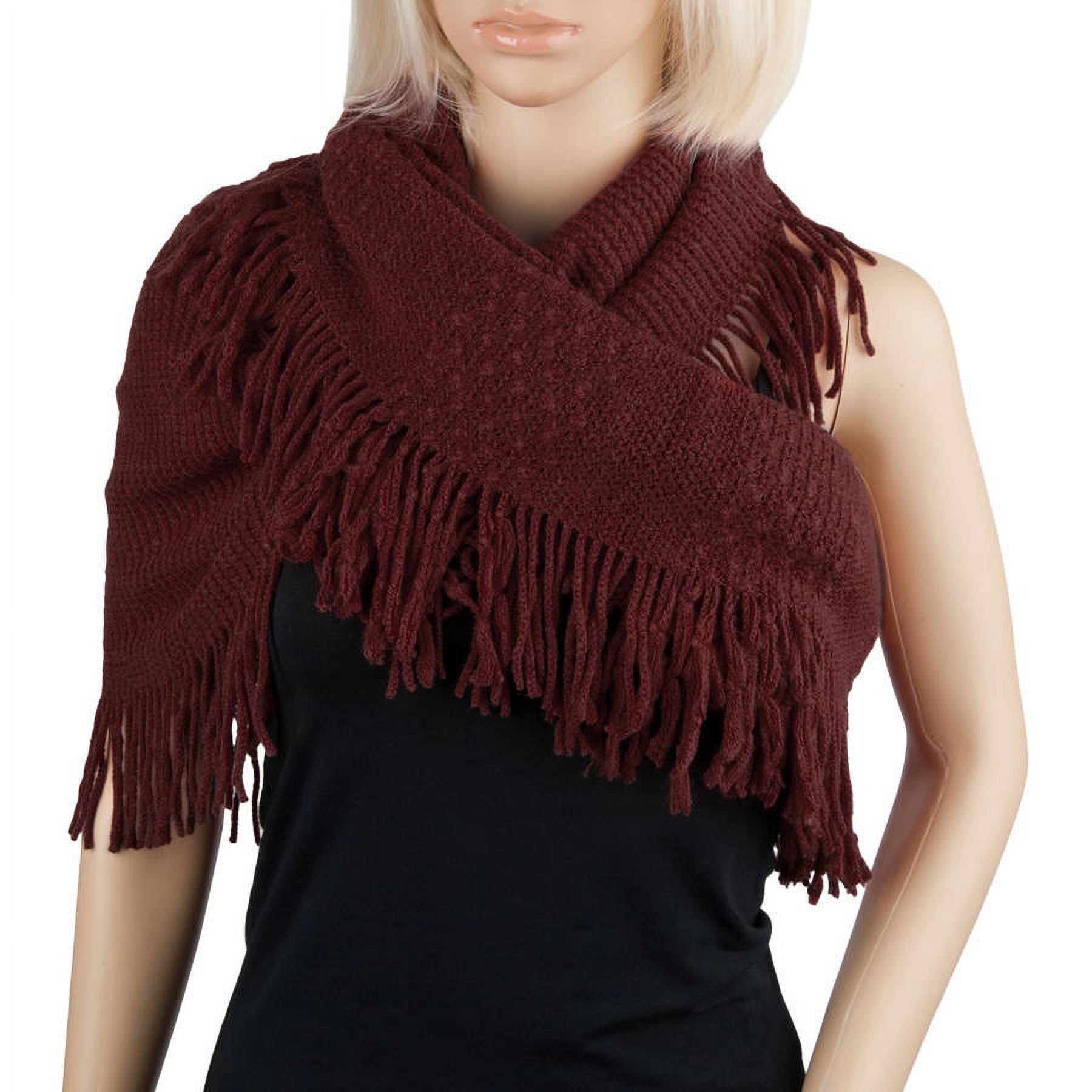 Women's Soft Woven Infinity Wrap Shawl Scarf with Frills [Adult Size]