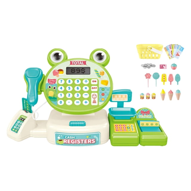 Juguete para registrar dinero, juguete para contar, juguete de simulación, juguete para cajero de supermercado, juguete para hacer compras Helado de rana
