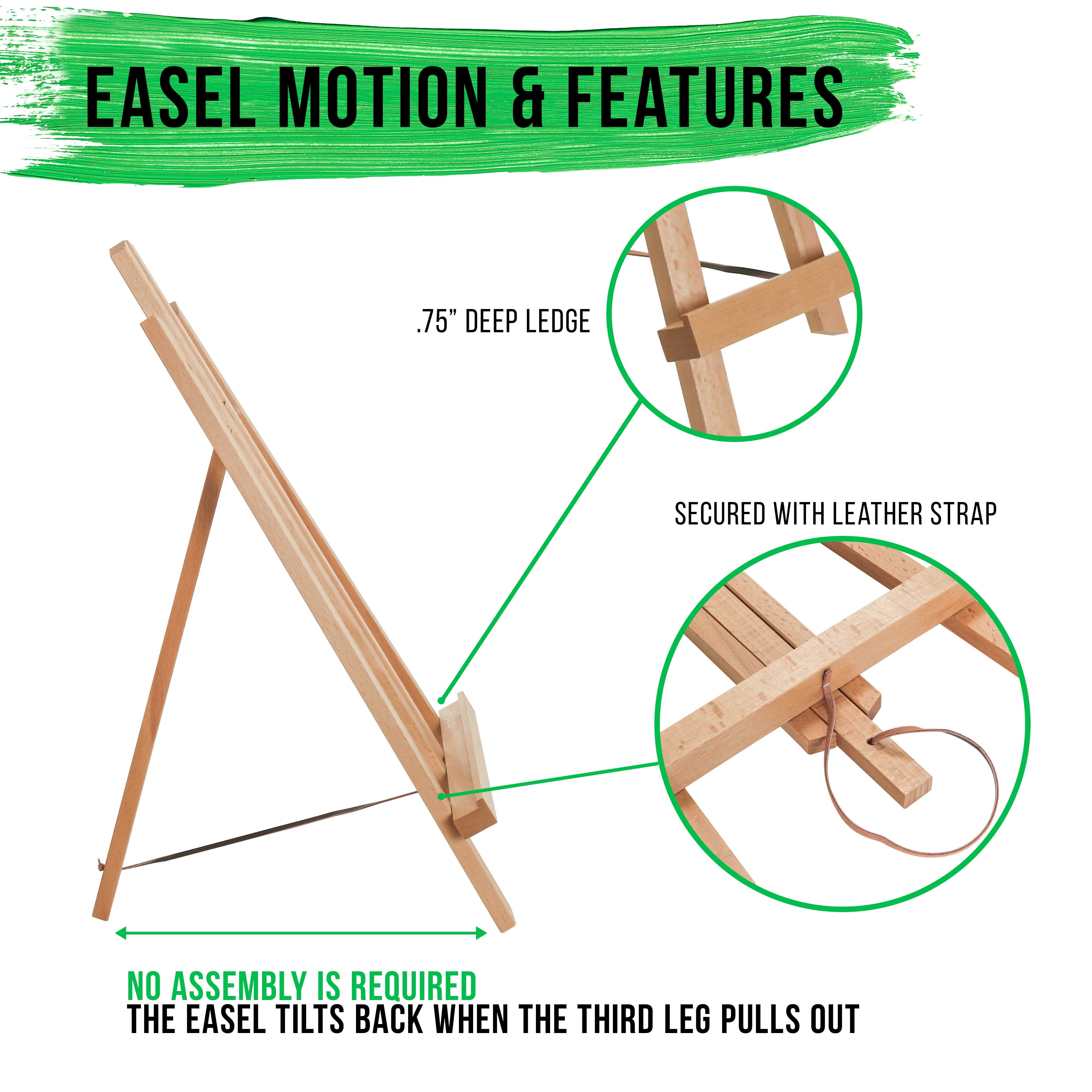 U.S. Art Supply 18" Large Tabletop Display Stand A-Frame Artist Easel (Pack of 6), Beechwood Tripod, Canvas Photo Holder