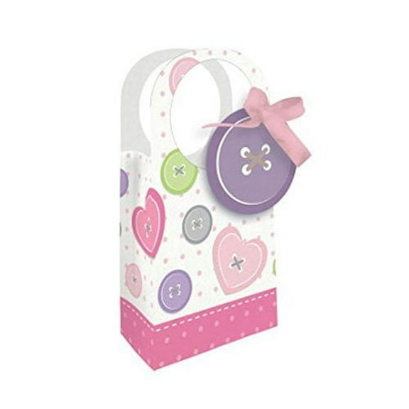 Baby Shower 'Cute as a Button' Girl Favor Bags w/ Ribbon (12ct)