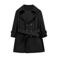 thumbnail image 3 of Krdevn Kids Boys Notched Lapel Double Trench Coat with Belt Lightweight Windproof Mid Long Casual Formal Outerwear for Autumn Daily Wear,13-14 Years, 3 of 5