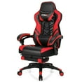 thumbnail image 1 of Gymax Chaise de Bureau pour Ordinateur Chaise de Jeu Réglable Pivotante avec Repose-Pieds Rouge, 1 of 10