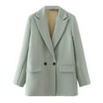 thumbnail image 2 of XFLWAM Women's Fashion Casual Spring Summer Solid Color Long Sleeve Blazer Light Green S, 2 of 4
