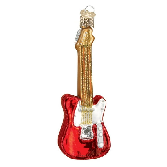 Old World Christmas Ornaments Red Electric Guitar Glass Blown Ornaments for Christmas Tree