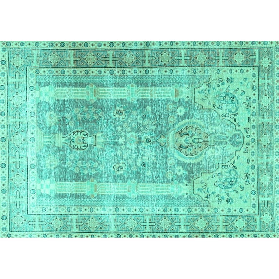 Ahgly Company Indoor Rectangle Persian Turquoise Blue Traditional Area Rugs, 8' x 12'