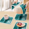 thumbnail image 5 of Teal Pot Holders for Kitchen Heatproof Potholder, 4 Pack Retro Oil Painting Modern Abstract Art Aesthetics Hot Pads Multipurpose Oven Pads Cloth Potholders Trivet for Cooking and Baking, 5 of 8