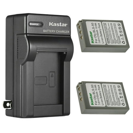 Image of Kastar 2-Pack Battery and AC Wall Charger Replacement for Olympus BLS-50 PS-BLS50 Battery Olympus E-P1 E-P2 E-P3 E-P7 E-PL1 E-PL1s E-PL2 E-PL3 E-PL5 E-PL6 E-PL7 E-PL8 E-PL10 Cameras