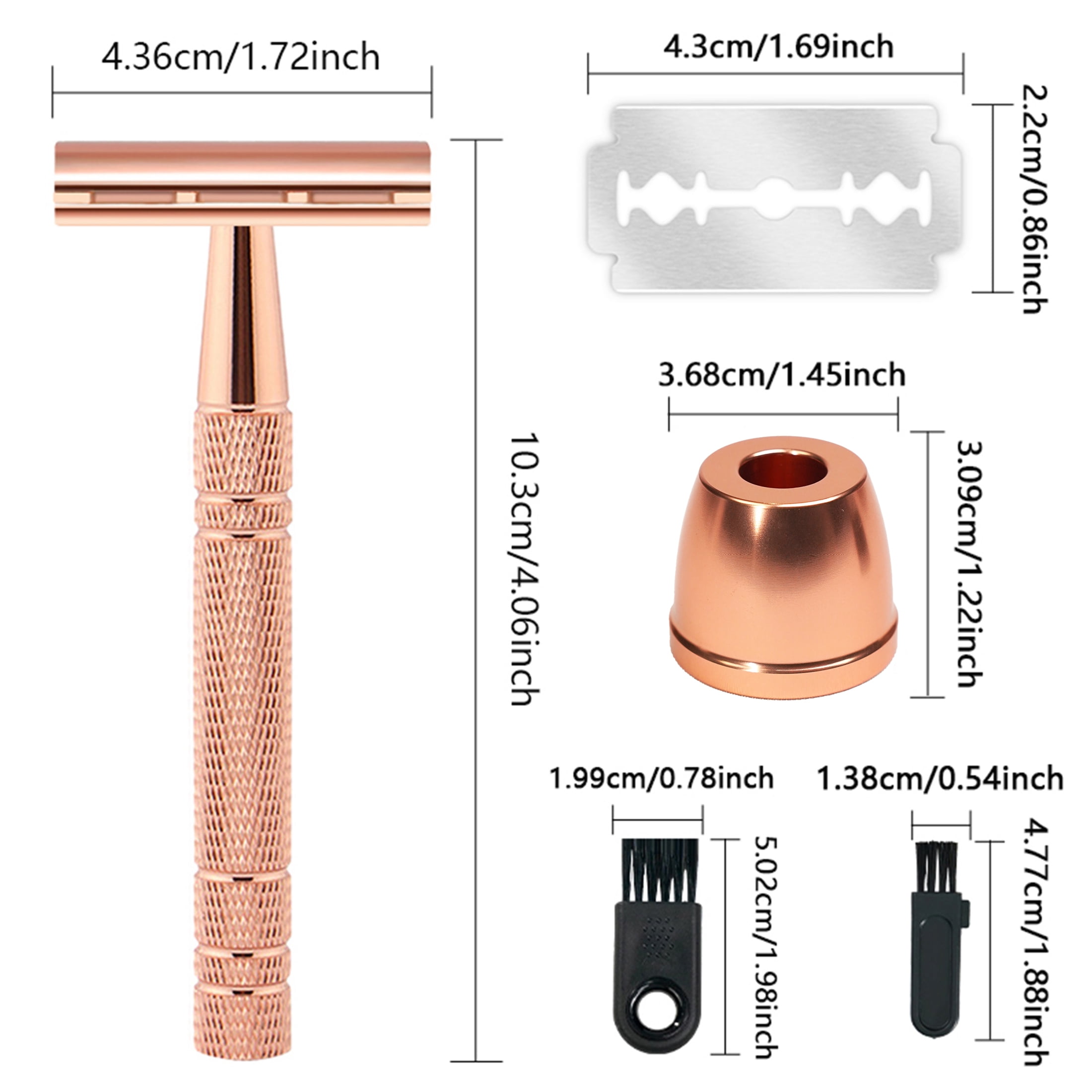 Waysh Classic Wet Shave Men's & Women's 20 Blade Safety Razor Kit with Stand, Rose Gold