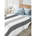 thumbnail image 4 of Grey Striped Queen Size Flat Sheet, Wrinkleproof & Fadeproof Cooling Flat Bed Sheet Only, Minimalist Farmhouse Stripe Breathable Soft Bedding Top Sheets 90 x 102 Inches, 4 of 8