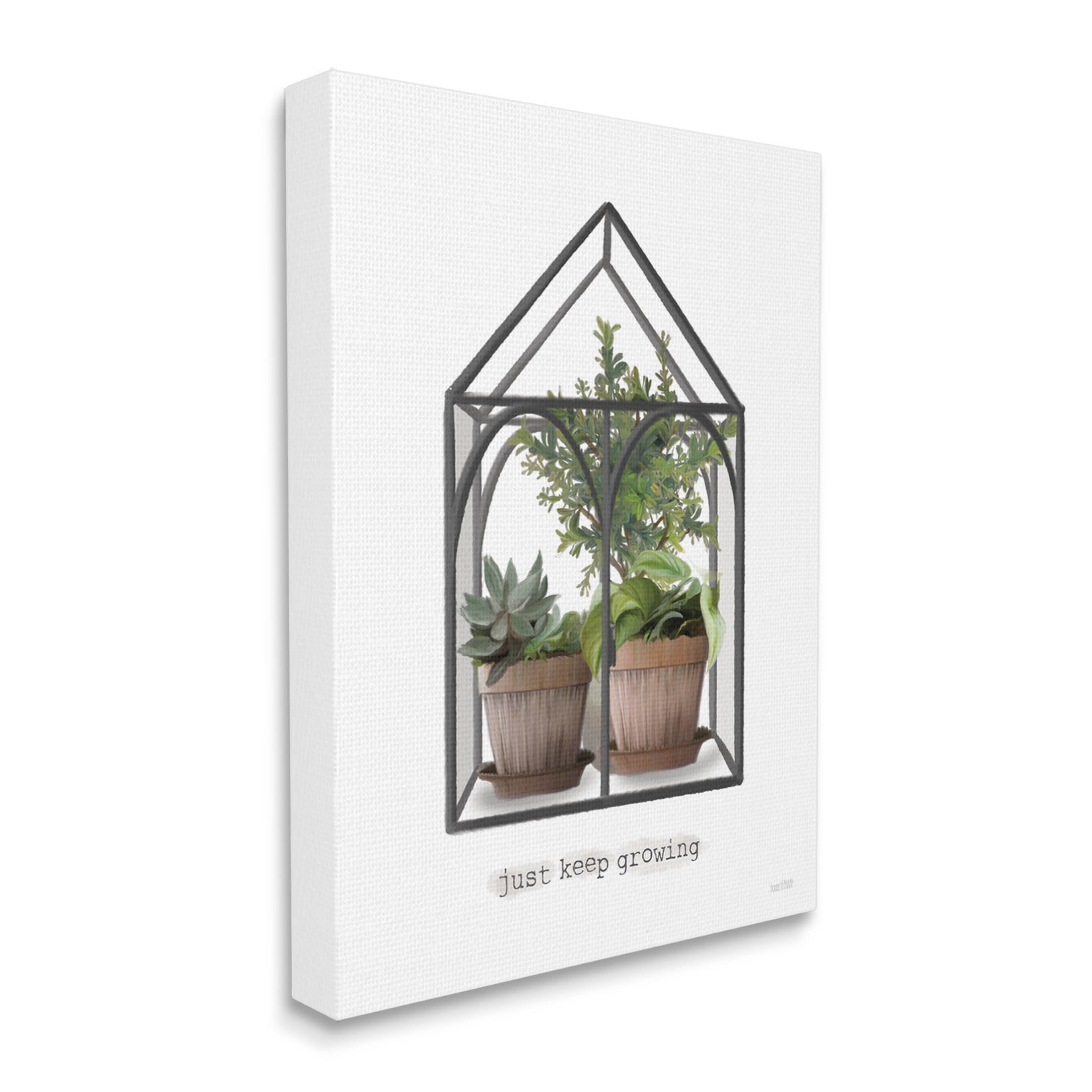 Just Keep Growing Greenhouse Plants Botanical & Floral Graphic Art Gallery Wrapped Canvas Print Wall Art