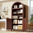 thumbnail image 5 of 5-Tier Arched Bookcase, Bookshelf with Adjustable Shelves, Home Office Shelf Storage Organizer, Floor Standing Display Storage Shelves, Modern Bookcase for Bedroom/Living Room, 5 of 8