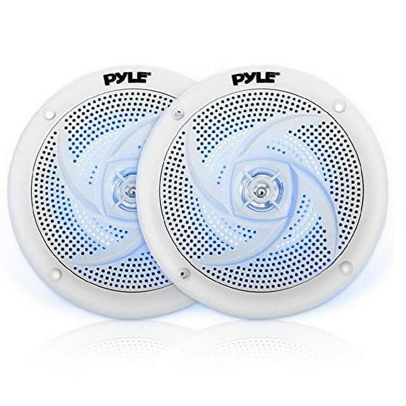 Pyle PLMRS63WL.5 6.5 Inch Waterproof Low Profile Marine Speakers, White (2 Pack)