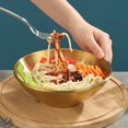 thumbnail image 3 of Noodle Bowl with Anti-slip Texture Stainless Steel Soup Bowl Durable Korean Style Fruit Salad Bowl for Home Tableware Golden Silver Color for Dining, 3 of 10