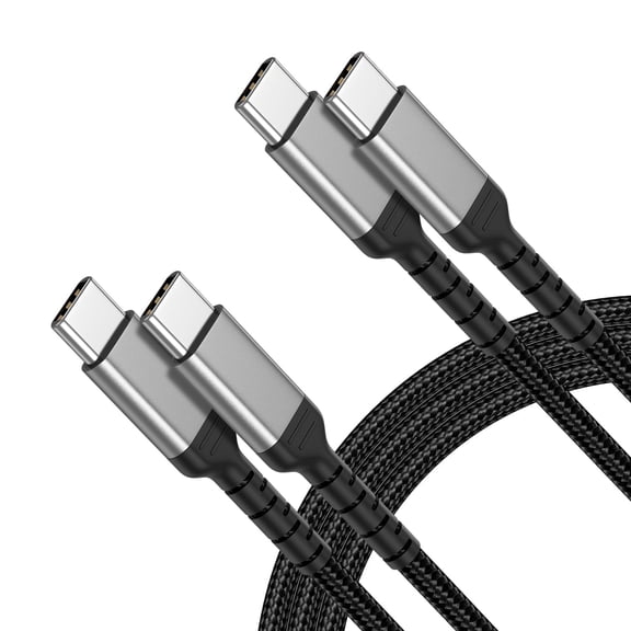 USB C to USB C Cable, 6ft 2Pack Black 3A Fast Charging & 480Mbps Data Sync Nylon Braided Type C Charging Cord
