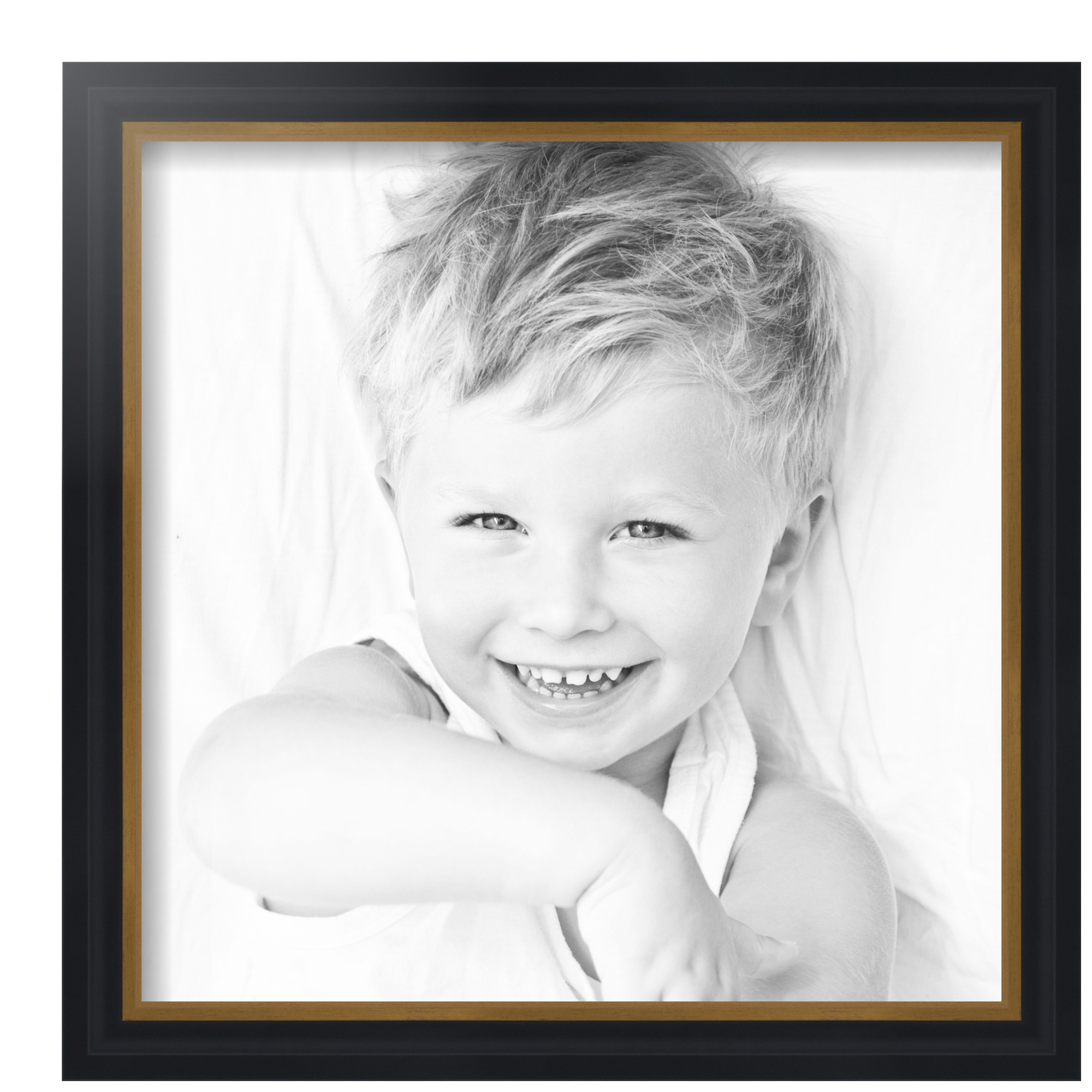 ArtToFrames 14" x 14" Black Velvet with Gold - 1.25 Picture Frame, 14x14 inch Black MDF Poster Frame (WOM-4690), 5 Pack