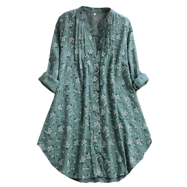 Sexy Dance Moda Casual Tee Tops para Mujer Boho Floral Impreso Oversize Túnica Blusa Top Frente Ropa de Ocio