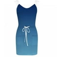 thumbnail image 2 of Danhjin Womens Casual Summer T Shirt Dress Sexy V-Neck Sleeveless Tunic Dress Solid Color Gradient Printed Mini Dress with Pocket on, 2 of 6