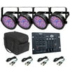 4 Chauvet SlimPar 56 LED Lights + Carry Bag + RGB3C Controller + 4 DMX Cables