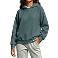 thumbnail image 2 of Vivcore Kids Knit Hoodie Casual Pullover Sweater Soft Cozy Hooded Sweatshirt for Toddlers and Children,Blackish Green,160, 2 of 8