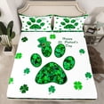 thumbnail image 2 of Feelyou Green Shamrock Leaf Bed Sheets for Teen, Plant Botanical King Sheets, Western St. Patrick's Day Sheet Set, Microfiber Bedroom Decor, 4 Pieces, 2 of 7