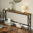 thumbnail image 4 of Console Table with Power Outlet, Narrow Sofa Table, 70.8" x 7.9" Farmhouse Table Behind Sofa Couch Hallway Entrance for Entryway, Living Room, Home, with Metal Frame, Rustic Brown, 4 of 5