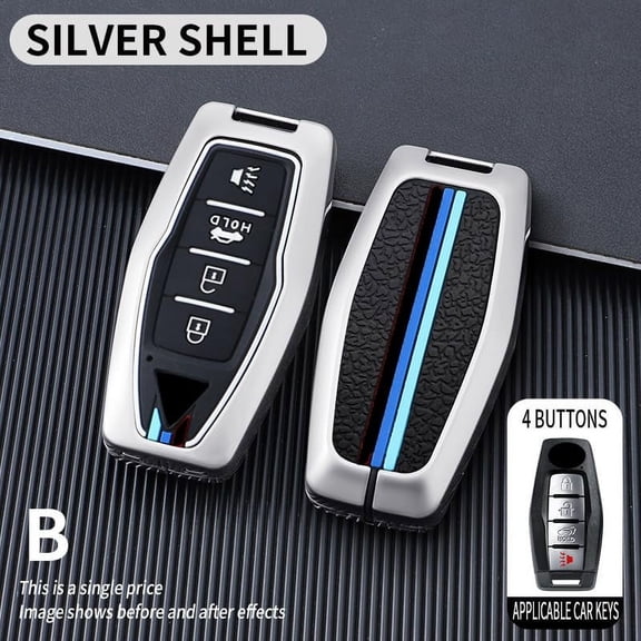 Newest Luminous 4 Button Key Fob Cover Compatible with Mitsubishi Outlander 2023 2022 2021 Keyless Silicone & Metal Key Case with Keychain