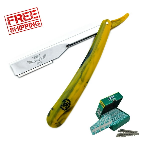 ZEEPK EXPOSED RAZOR BLADE HOLDER SHAVETTE BARBER SALON RASOIR   100 DERBY BLADES