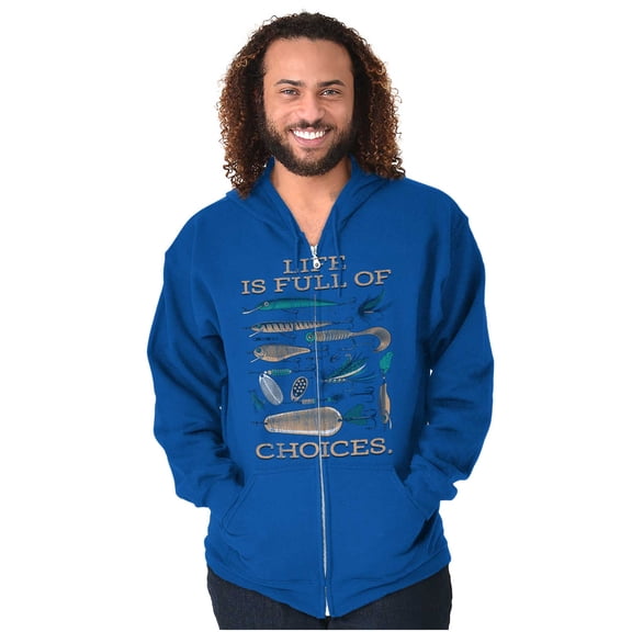 Fishermen's Life Humor Funny Fishing Unisex Fleece Graphic Zip Up Hoodie Brisco Brands 2X