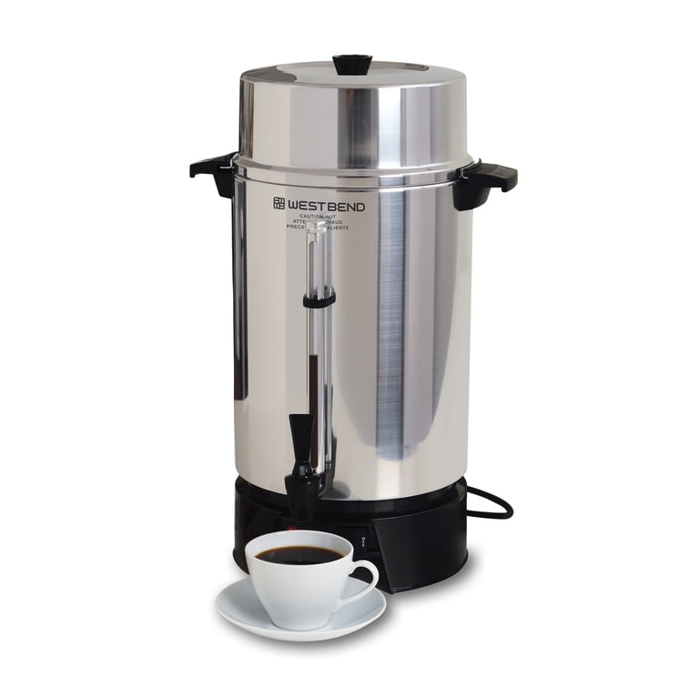 West Bend 1500W 100 Cup Silver Coffee Urn, Large Capacity with Automatic  Temperature Control and Quick Brewing