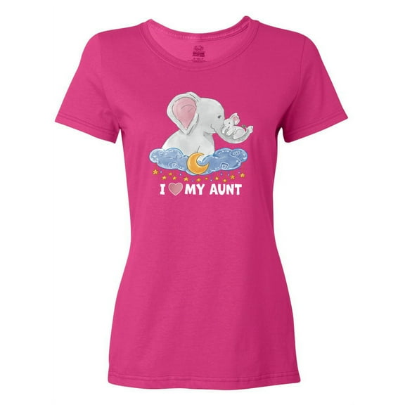Inktastic I Love My Aunt Cute Elephants with Moon and Stars Women's T-Shirt