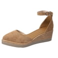 thumbnail image 6 of Rokment Espadrilles Wedge Sandals for Women Ladies 2026 Fashion Casual Suede Pointed Closed Toe Platform Ankle Strap Summer Fall Dressy Shoes Khaki Size 9.5, 6 of 7