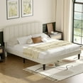 thumbnail image 3 of VECELO Full Size Bed Frame with Upholstered Adjustable Headboard, Wooden Slats Support/No Box Spring Needed, Beige, 3 of 7