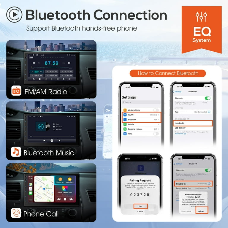 Motorsi Draadloze CarPlay Autoradio Bluetooth 5.2, 2 Din 7'' HD