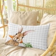 thumbnail image 4 of Easter Bunny Pillow Covers, Linen Long Throw Pillow Case, Spring Rabbits Carrots Gray Buffalo Plaid Holiday Pillow Protector Decorative Cushion Cover for Living Room/Bedroom 24" x 36", 4 of 8