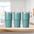 thumbnail image 2 of Double Wall Insulated 20oz Stainless Steel Tumbler with Handle, Geometric Texture Travel Coffee Mug Leak-Proof and Straw, 2 of 5
