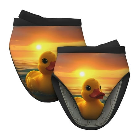 

Vsdgher Cartoon Swimming Yellow Duck Non-Slip Mini Oven Mitt Set Short Oven Mitts for Baking Grilling Barbecue Microwave 5.9 x5.9 in