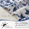 thumbnail image 6 of NICETOWN Valance Curtains for Windows, Double Layer Floral Linen Kitchen Curtains, Rod Pocket Farmhouse Peony Pattern Semi Sheer Light Filtering Linen Cafe Curtains, Blue, 52"x18", 1 Panel, 6 of 8
