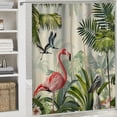 thumbnail image 6 of Orinice  Pink Flamingo Shower Curtain Tropical Bird Palm Tree Shower Curtain Set Green Plant Banana Leaf in Forest Beige Shower Curtains for Bathroom Waterproof Washable Fabric with Hooks, 69x72, 6 of 7