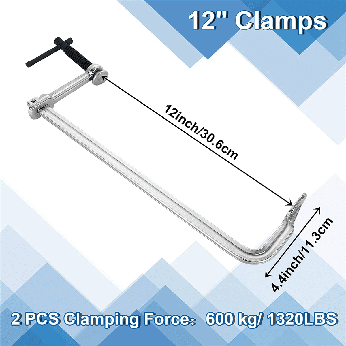 F 12 Inches Welding Steel Bar Clamp Heavy Duty Max Open 12-Inch, Throat Depth 3 Inch
