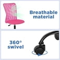 thumbnail image 6 of BestOffice Ergonomic Armless Office Chair with Adjustable Height, Lumbar Support for Adults(Pink), 6 of 7