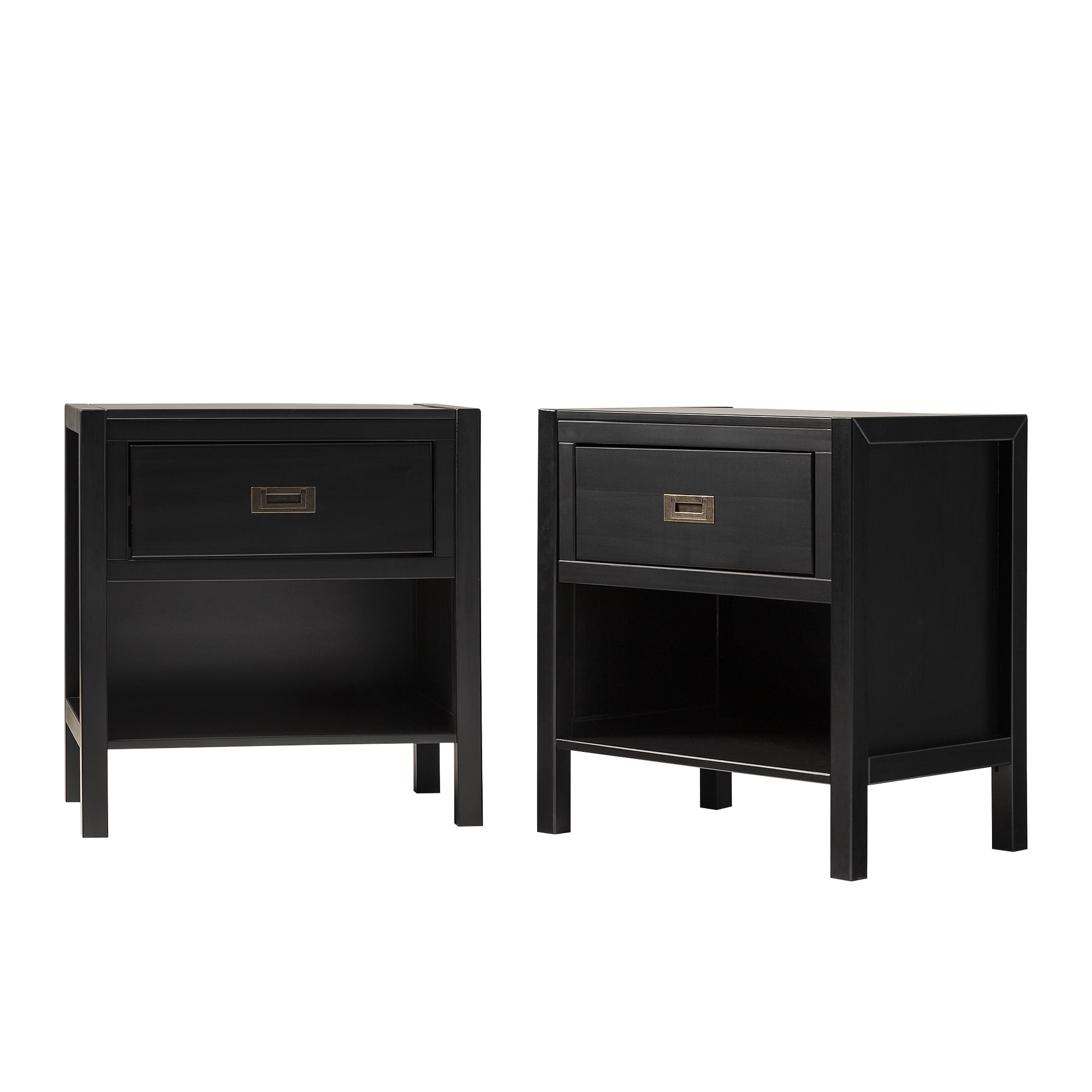 (Set of 2) Annabelle One Drawer Storage Nightstand by Walker Edison, Black