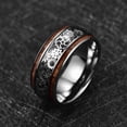 thumbnail image 4 of Wedding Rings Men & Women. 8mm Silver & Wood Tungsten Band Silver Gears, 4 of 5