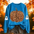 thumbnail image 4 of Bainana Women'S Halloween Sweatshirts Leopard Pumpkin Graphic Pullover Shirt Trendy Theme Party Sweatshirts Blue XL, 4 of 4